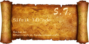 Sifrik Tünde névjegykártya